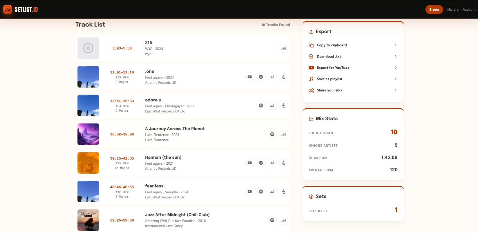 Review the identified tracks